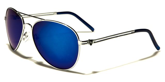 Khan Mirrored Designer Mens Pilot sunglasses Silver & Blue Blue Mirror Lens Khan kn1006cmf