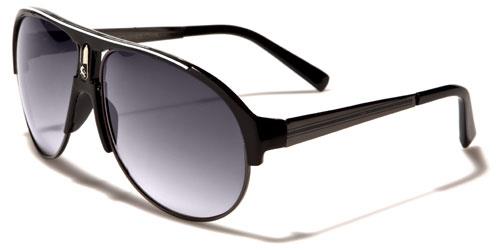 Khan Vintage Retro Oversized Shield Pilot Sunglasses for Men Khan kn1021ava BLACK & SILVER