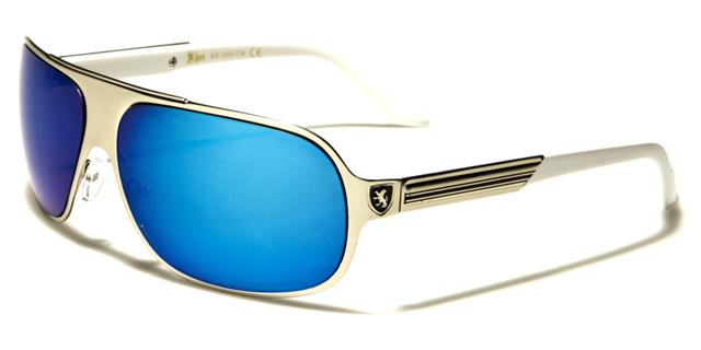 Men's Mirror Pilot designer Khan Sunglasses Silver White Blue Mirror Lens Khan kn1069cme