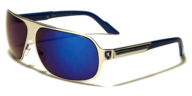 Men's Mirror Pilot designer Khan Sunglasses Silver Blue Purple Mirror Lens Khan kn1069cmf