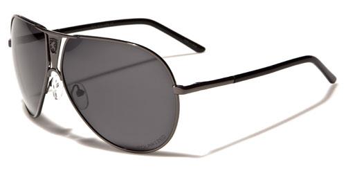 Khan Polarized Oversized Shield Pilot Sunglasses for Men GUNMETAL / BLACK / SMOKE LENSES Khan kn1086polb