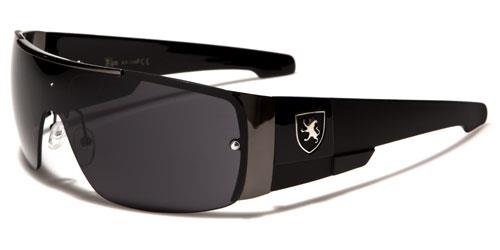 Men's Oversized Big Retro Wrap around Designer Sunglasses Dark Grey Black Smoke Lens Khan kn1166b