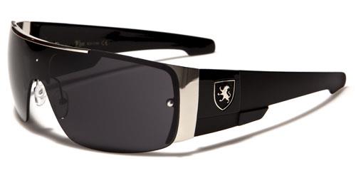 Men's Oversized Big Retro Wrap around Designer Sunglasses Silver Black Smoke Lens Khan kn1166c