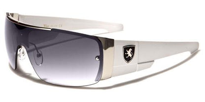 Men's Oversized Big Retro Wrap around Designer Sunglasses Silver White Smoke Lens Khan kn1166d