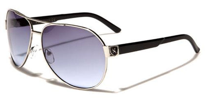 Mens Retro Vintage Pilot Sunglasses for Men and Women BLACK SILVER BLUE SMOKE LENSES Khan kn1170c