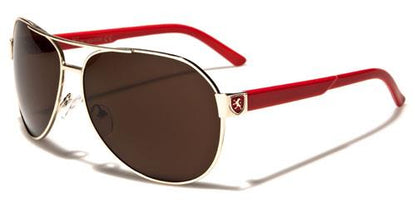 Mens Retro Vintage Pilot Sunglasses for Men and Women RED GOLD BROWN LENS Khan kn1170f