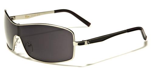 Designer Retro Metal Shield Wrap sunglasses For Men Silver Black Smoke Lens Khan kn1201a