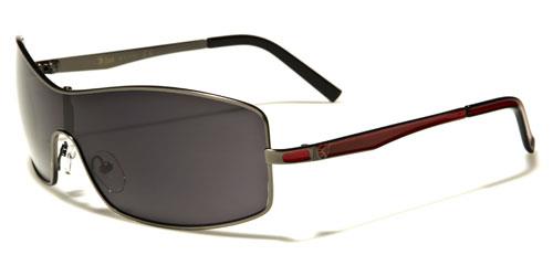 Designer Retro Metal Shield Wrap sunglasses For Men Gunmetal Red Smoke Lens Khan kn1201c