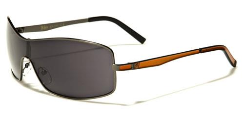 Designer Retro Metal Shield Wrap sunglasses For Men Khan kn1201e Gunmetal Orange Smoke Lens