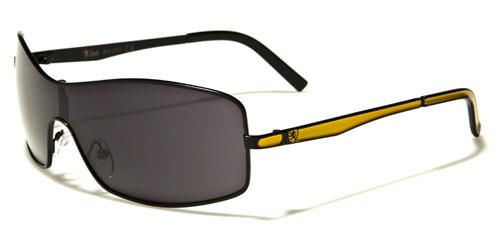 Designer Retro Metal Shield Wrap sunglasses For Men Black Yellow Smoke Lens Khan kn1201f