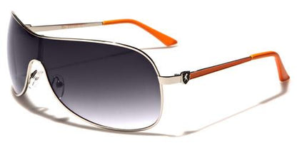 Retro Mens Khan Wrap Around Shield Sunglasses designer shades UV400 Silver Orange Smoke Gradient Lens Khan kn1202d