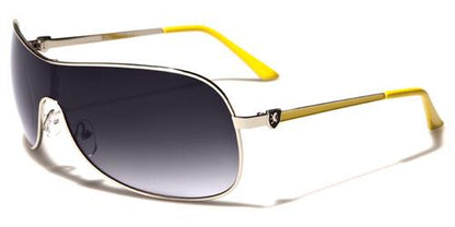 Retro Mens Khan Wrap Around Shield Sunglasses designer shades UV400 Silver Yellow Smoke Gradient Lens Khan kn1202e