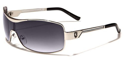 Khan Vintage Oversized Shield Wrap Sunglasses for Men SILVER/BLACK/SMOKE GRADIENT LENS Khan kn1281b