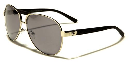 Designer Retro Brow Bar Mirrored Pilot Sunglasses for Men BLACK SILVER SMOKE LENSES Khan kn1364ava