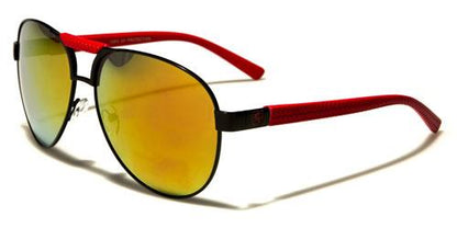 Designer Retro Brow Bar Mirrored Pilot Sunglasses for Men RED BLACK MIRROR LENSES Khan kn1364avc