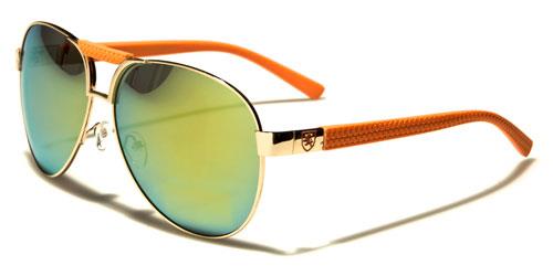 Designer Retro Brow Bar Mirrored Pilot Sunglasses for Men ORANGE GOLD MIRROR LENSES Khan kn1364ave