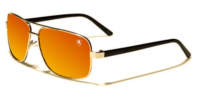 Khan Pilot Brow Bar Mirror Sunglasses For Men SILVER & BLACK ORANGE MIRROR Khan kn2006cmf