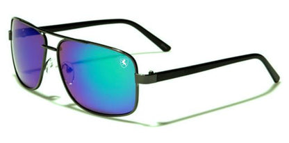 Khan Pilot Brow Bar Mirror Sunglasses For Men BLACK & GUNMETAL BLUE GREEN MIRROR Khan kn2006cmg