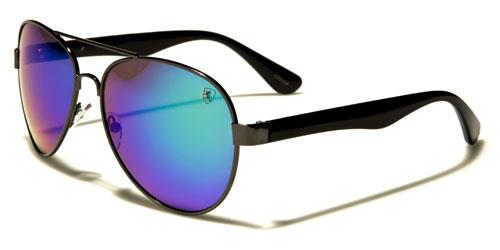 Large designer Mirrored Pilot Sunglasses for Men Khan kn2010cmb BLACK & GUNMETAL BLUE GREEN MIRROR