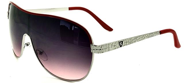 Khan Retro Oversized Shield Wrap Sunglasses for Men and Women Silver Red Smoke Red Lens Khan kn21003H
