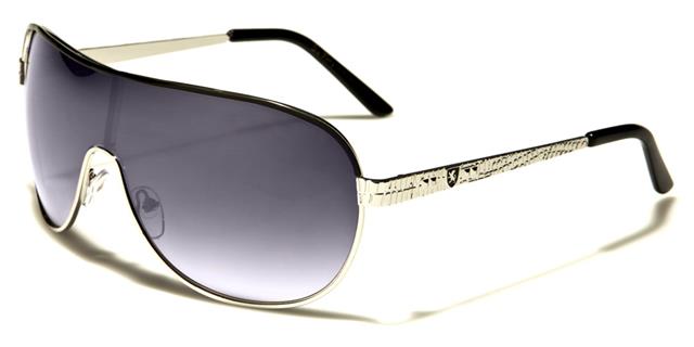 Khan Retro Oversized Shield Wrap Sunglasses for Men and Women Silver Black Smoke Lens Khan kn21003a