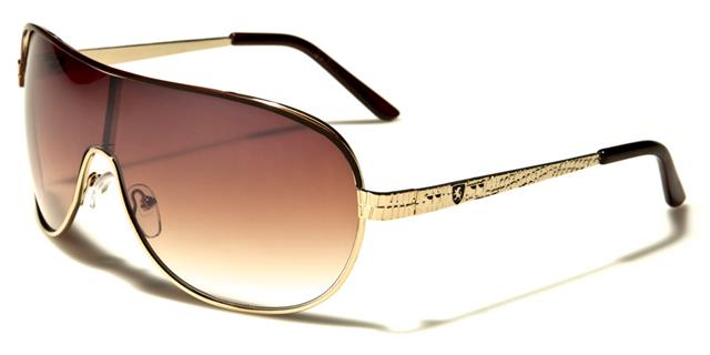 Khan Retro Oversized Shield Wrap Sunglasses for Men and Women Gold Brown Brown Lens Khan kn21003c