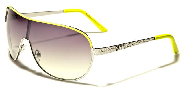 Khan Retro Oversized Shield Wrap Sunglasses for Men and Women Silver Yellow Smoke Lens Khan kn21003e
