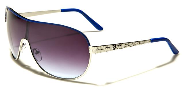 Khan Retro Oversized Shield Wrap Sunglasses for Men and Women Silver Blue Smoke Lens Khan kn21003f