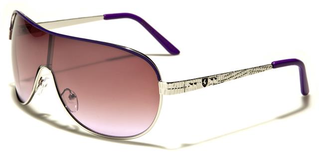 Khan Retro Oversized Shield Wrap Sunglasses for Men and Women Silver Purple Smoke Lens Khan kn21003g