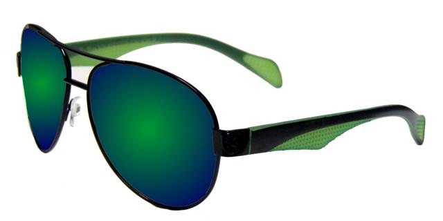 Mirrored Sports Pilot Sunglasses for Men Black Black & Green Blue & Green Lens Khan kn21005-cmd