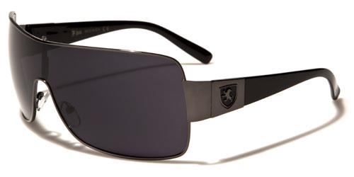Designer Retro Flat Top Shield Wrap Sunglasses for Men Dark Grey Black Smoke Lens Khan kn3310c