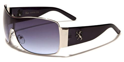 Designer Men's Khan Large Retro Vintage Wrap Sunglasses BLUE BLACK & SILVER Khan kn3605c
