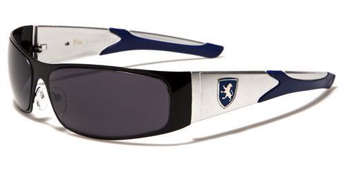 Mens Wrap around sunglasses khan Retro Sports Shades Black/Silver & Blue/Smoke Lens Khan kn3727f_bd772958-75b5-4bfa-a2b3-6c297419fe87