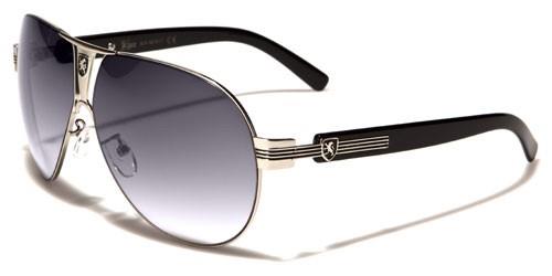 Khan Shield Retro Pilot Sunglasses for Men Khan kn3917a Silver Black Smoke Gradient Lens