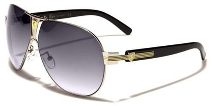 Khan Shield Retro Pilot Sunglasses for Men Khan kn3917d Silver Black & Yellow Smoke Gradient Lens