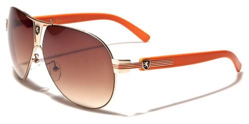 Khan Shield Retro Pilot Sunglasses for Men Khan kn3917e Silver Orange Brown Gradient Lens