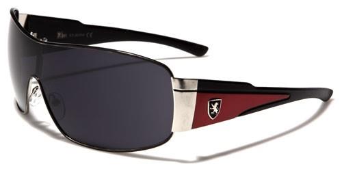 Mens Big Retro 2YK Wrap Around Khan Sunglasses Silver Black Red Smoke Lens Khan kn3934c