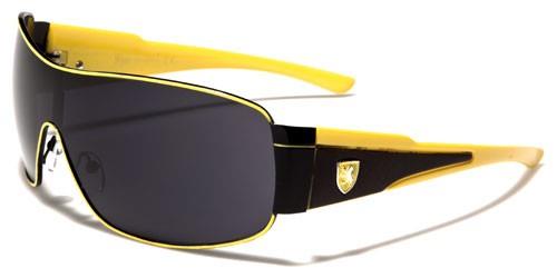 Mens Big Retro 2YK Wrap Around Khan Sunglasses Black Yellow Black Smoke Lens Khan kn3934e