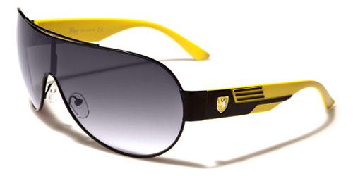 Khan Oversized Shield Pilot Sunglasses for Men Black Yellow Smoke Lens Khan kn3940e