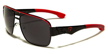 Khan Sports Shield Retro Pilot Sunglasses for Men BLACK RED BLACK LENS Khan kn3951a