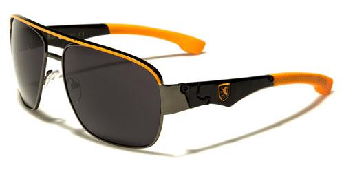 Khan Sports Shield Retro Pilot Sunglasses for Men DARK GREY BLACK ORANGE BLACK LENS Khan kn3951b