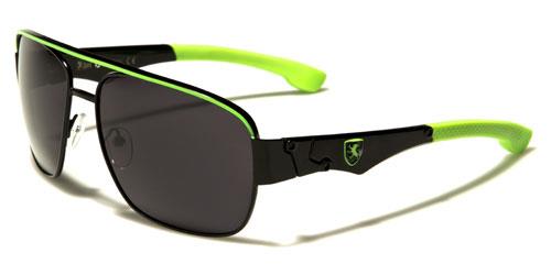 Khan Sports Shield Retro Pilot Sunglasses for Men BLACK GREEN BLACK LENS Khan kn3951d