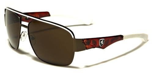 Khan Sports Shield Retro Pilot Sunglasses for Men BROWN WHITE BROWN LENS Khan kn3951f