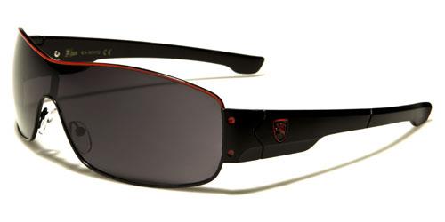 Men's Khan Big Retro Shield Wrap Around Sunglasses Black Red Smoke Lens Khan kn3952a