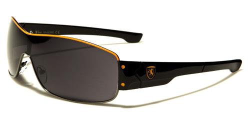 Men's Khan Big Retro Shield Wrap Around Sunglasses Khan kn3952b Black Orange Smoke Lens