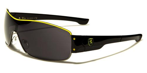 Men's Khan Big Retro Shield Wrap Around Sunglasses Khan kn3952c Black Yellow Smoke Lens