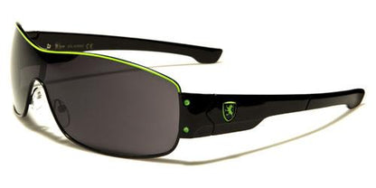 Men's Khan Big Retro Shield Wrap Around Sunglasses Khan kn3952d Black Green Smoke Lens