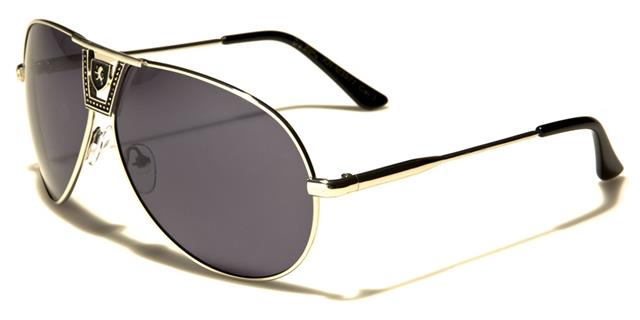 Khan Vintage Oversized Shield Pilot Sunglasses for Men Silver Black Smoke Lens Khan kn3977b