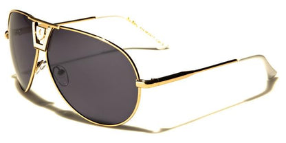 Khan Vintage Oversized Shield Pilot Sunglasses for Men Gold White Smoke Lens Khan kn3977c