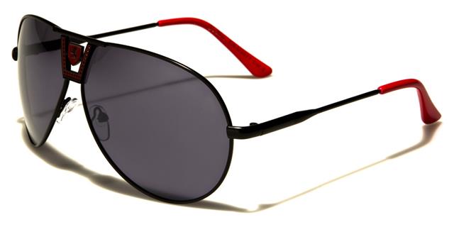 Khan Vintage Oversized Shield Pilot Sunglasses for Men Black Red Smoke Lens Khan kn3977d